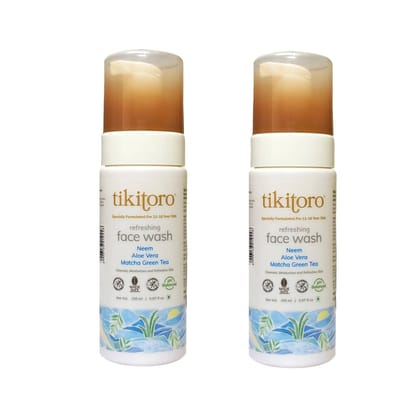 Tikitoro Teens Refreshing Face Wash 100% Vegan Neem, Aloe Vera, Matcha Green Tea Extract, Cleanses & Refreshes, No Parabens & Sulphates, All Skin Types (Age: 11+) (150ml x of 2) Tikitoro Teens Refreshing Face Wash 100% Vegan Neem, Aloe Vera, Matcha Green