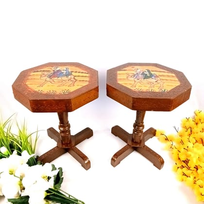 Wooden Side Table Stool | End Table | Coffee Tables - for Living Room, Sofa Side, Bedside, Corners, Home Decor & Gifts - 15 Inch (Pack Of 2)