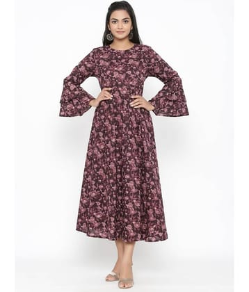 miravan - Maroon Cotton Women's Anarkali Kurti