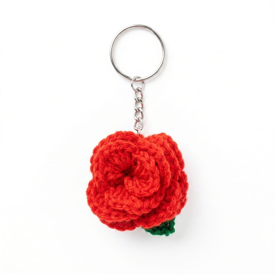 Handcrafted Rose Crochet Keychain