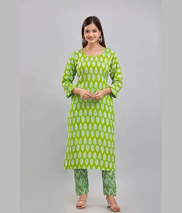 Kapadia Rayon Printed Kurti With Pants Women's Stitched Salwar Suit - Green ( Pack of 1 )