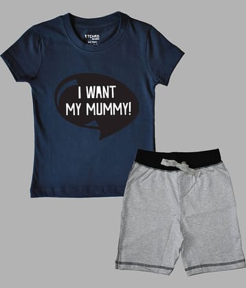 ETCHED DESIGN Pack of 1 Boys Cotton T-Shirt & Shorts Set ( Multicolor )