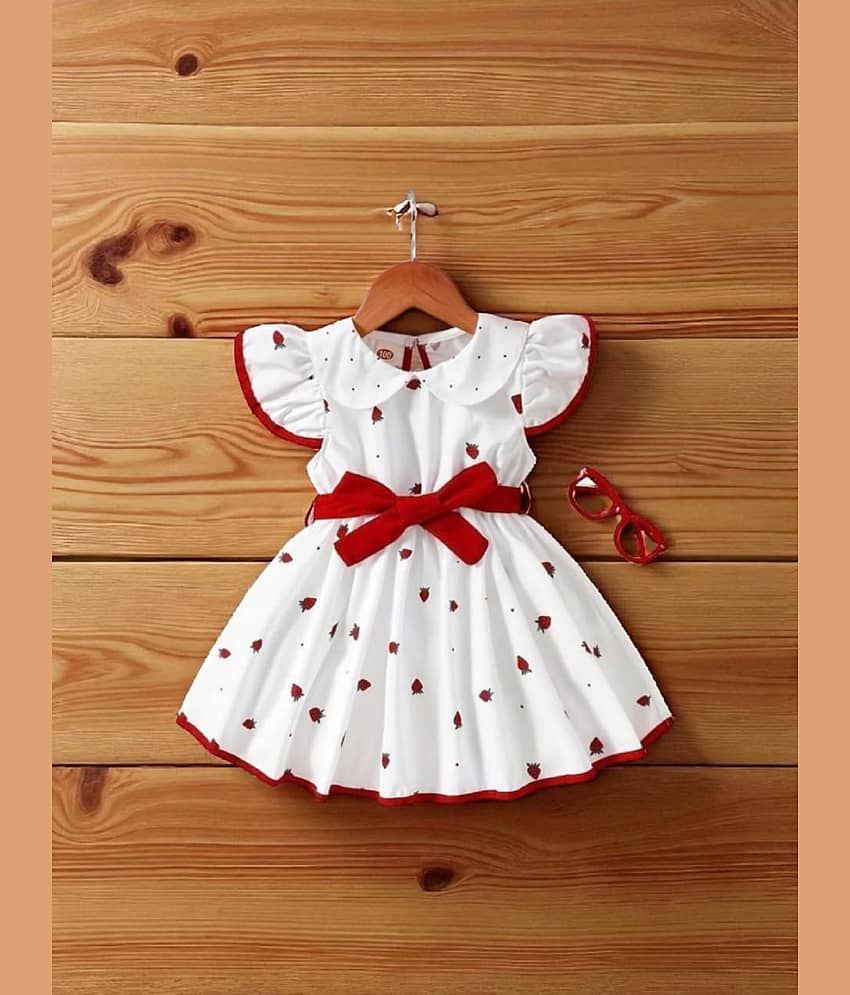 Mullick the designer Cotton Blend Frock For Baby Girls ( Pack of 1 , White )