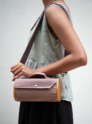 Round Sling Bag/Clutch Single Sleeve (Solid Mauve)-4.3" x 8.4" x 4.3"