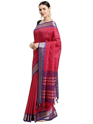 Panzora Women's Cotton Silk Checkered Saree