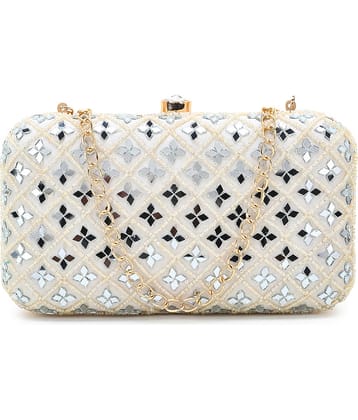 Anekaant White Silk Box Clutch
