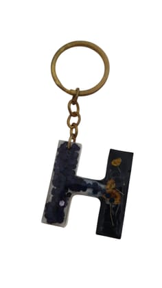 Stylish Resin Alphabet Keychain - Letter 'H' with Decorative Elements