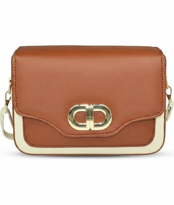 Ajanta Sling Bag Faux Leather Set of 1 ( Tan )