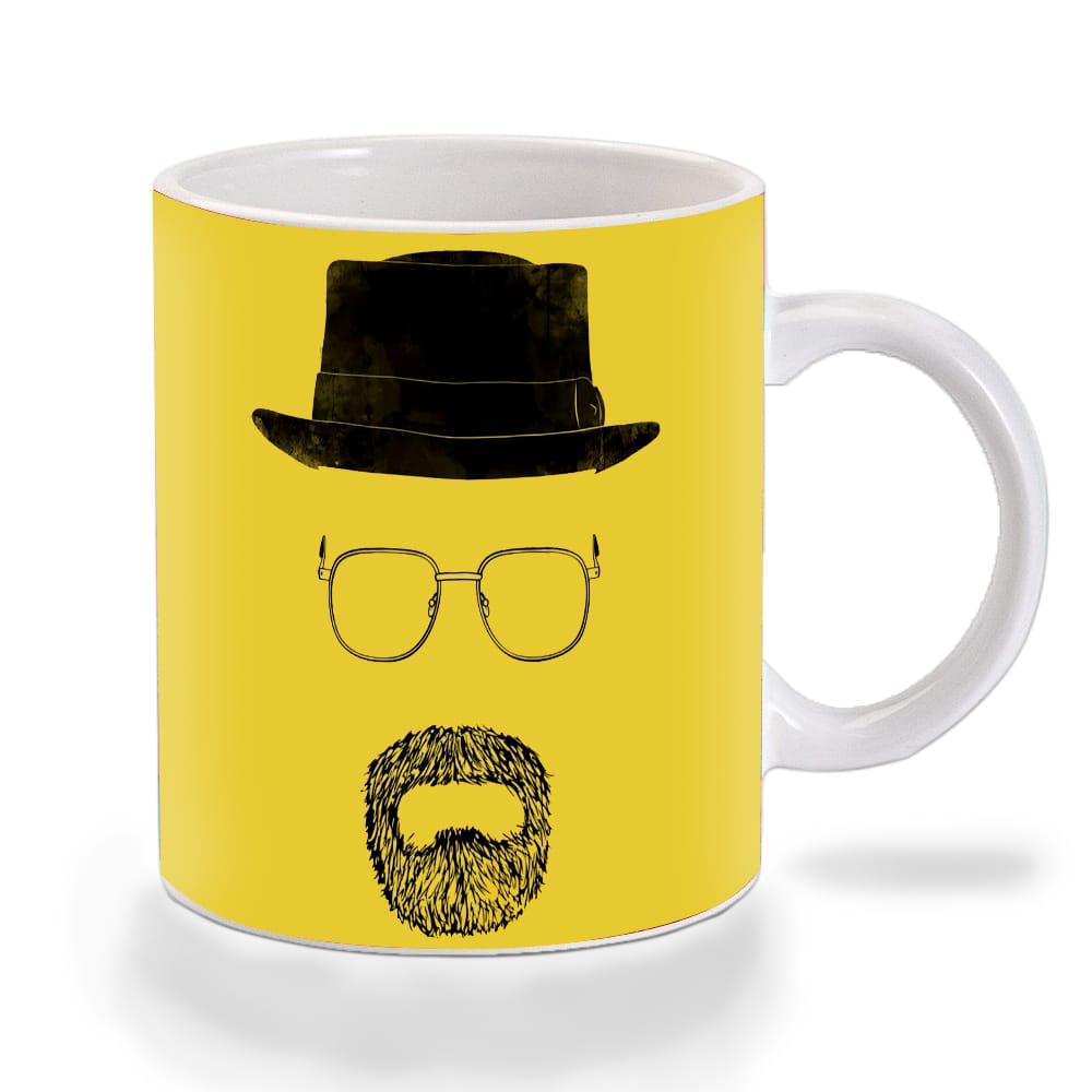 Multicolor Breaking Bad Walter Black Yellow Background Ceramic Mug