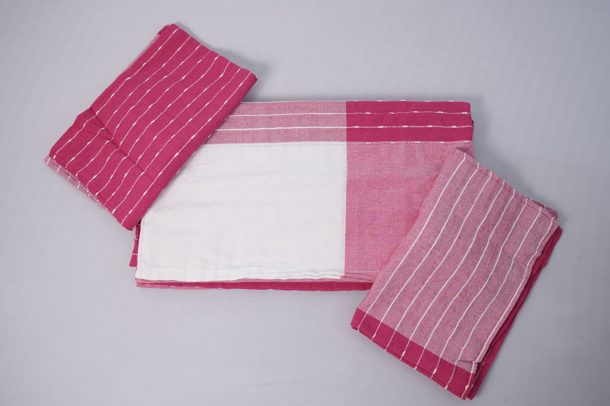 Rose Pink Dobby Striped Double Bedsheet with Pillow Covers