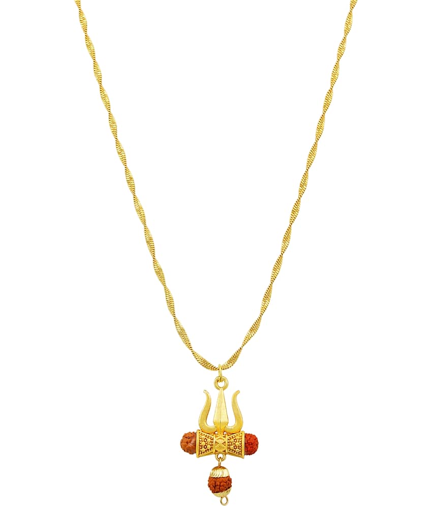 Charms Gold Religious Pendant With Chain ( Pack of 1 )