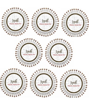 Jyoti Pearl Head Pins Round Copper for Tailoring, Dressmaking, Crafting, Sewing, College Projects, Ornament, Patch Work, Decorating, Hijab, & Scarf for Women # 22757 (40 Pins on a Wheel) - Pack of 10