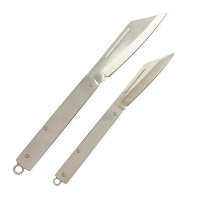 KARTHI7OCT STORE 2 Pieces Stainless Steel Foldable Kitchen Knives (7� Inch & 5� Inch) | Manual Folding Utility Knife for Fruit & Vegetable Cutting � Easy to Clean, Travel Friendly