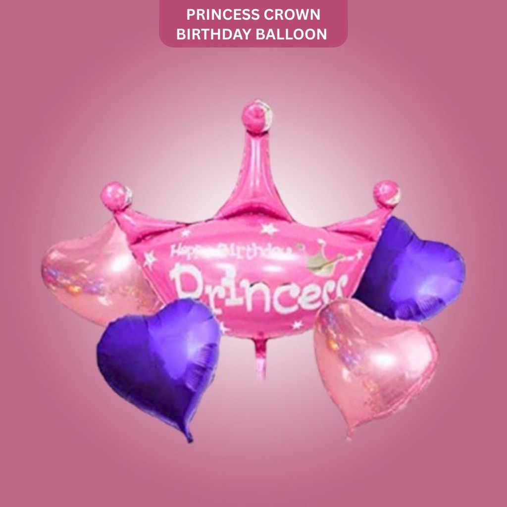 Happy Birthday Princess Crown Set Of 5 (w/ Helium Gas) - Party and Festive Needs | Buy online on ZillyBuy