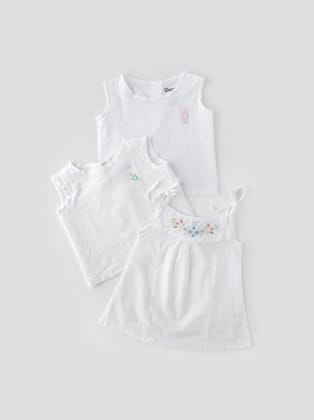 Skin-Friendly & Adorable Voile Jhabla Tops For Babies Pack Of 3-XS