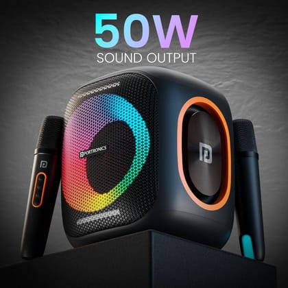 Portronics Dash 10 Dual Wireless Karaoke Mic, Dual Bass Radiator, Upto 6 Hour Playtime, Type C Fast charging Portronics Dash 10 Dual Wireless Karaoke Mic, Dual Bass Radiator, Upto 6 Hour Playtime, Type C Fast charging