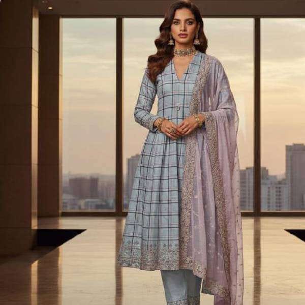 Premium Khadi Casual Suit in Slate Grey
