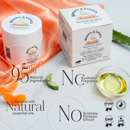 Blossoms & Extracts Be Beautiful Nourish & Glow Face Cream With Bakuchi,Mandarin & Hempseed