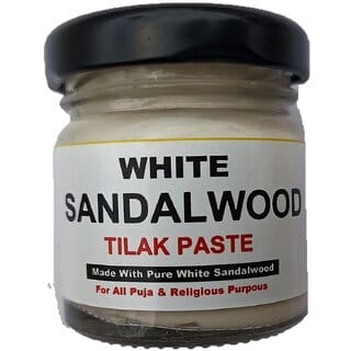 SnapSnop White Sandalwood Tilak Paste 50g in Jar Box, Safed Chandan Tika/Tilak Made with Pure and Rare Safed Sandalwood with Spiritural Mantra. Ready to use Tilak.