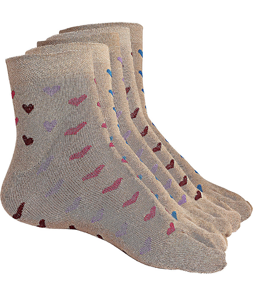 Texlon - Skin Color Cotton Women's Thumb Socks ( Pack of 5 )