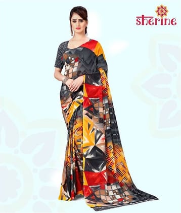 ANAND SAREES Georgette Saree With Unstitched Blouse Piece ( Grey )
