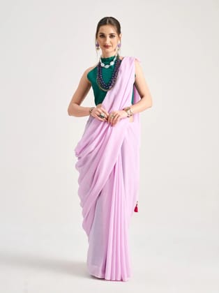 Hot Pink Mul Mul Cotton Saree With Blouse