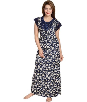 Raj Satin Nighty & Night Gowns - Blue Single