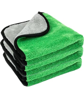 Auto Hub Green 800 GSM Drying Towel For Automobile ( Pack of 3 )