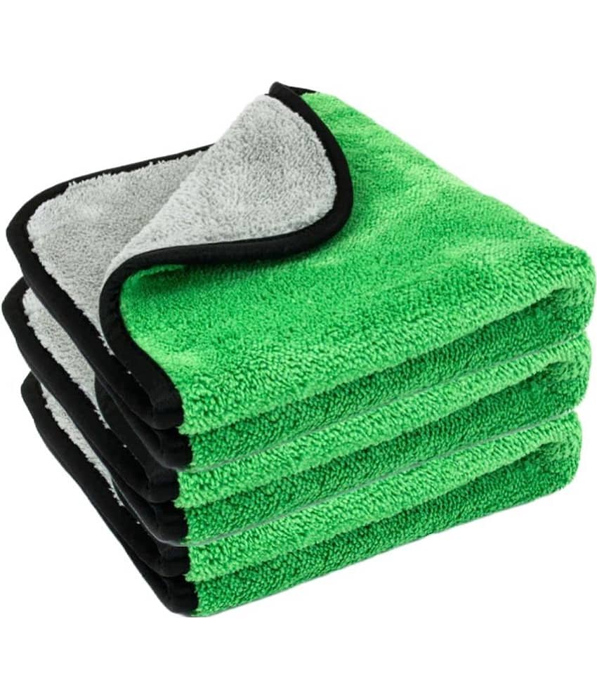 Auto Hub Green 800 GSM Drying Towel For Automobile ( Pack of 3 )