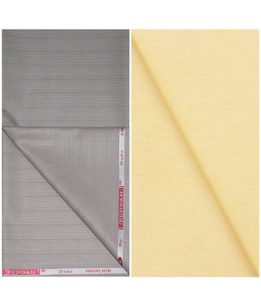 KUNDAN SULZ GWALIOR Multi Linen Unstitched Shirts & Trousers 1 Pant and Shirt Piece For Men