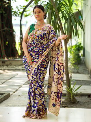Nila Kalamkari Saree