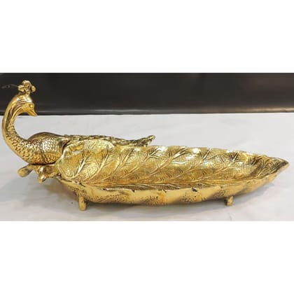 Aluminium Showpiece Peacock Plate, Height : 5.5 Inch (ASMAS508 G)