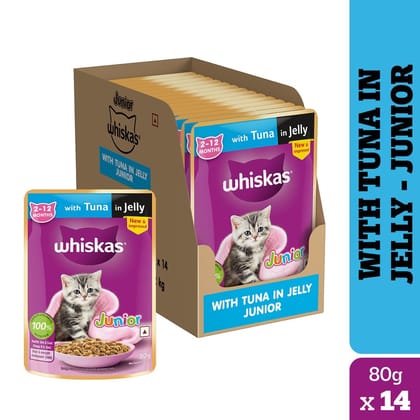Whiskas Tuna in Jelly Kitten (2-12 Months) Wet Cat Food (80gx14)