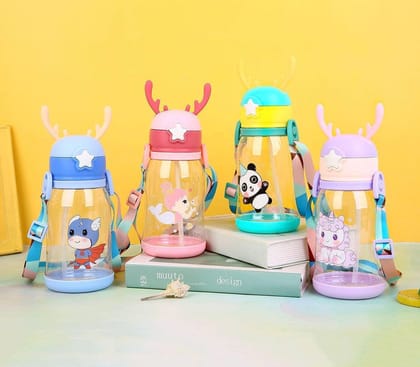 Quirky Horn Bottle | Cute Bottle with strap (1pcs)-Green