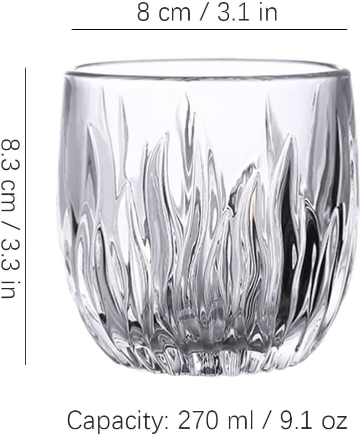 Crystal Clear Glass Whiskey Glasses Cocktail Glass, Stemless Wine Glass for Red and White Wine (280ML)