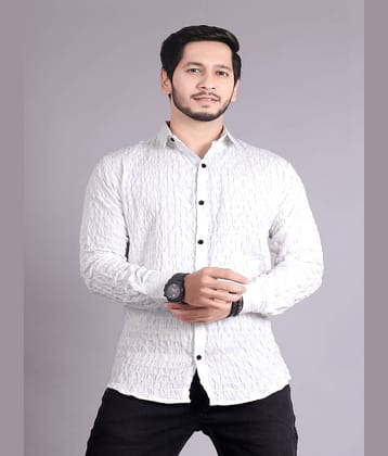 Generic Cotton Blend Slim Fit Popcorn Textured Full Sleeves Men's Casual Shirt - White ( Pack of 1 )