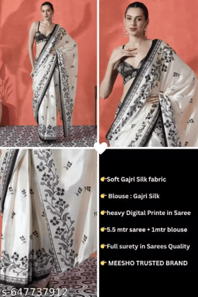 New designer digital printed saree with attractive blouse piece