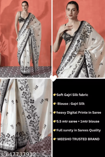 New designer digital printed saree with attractive blouse piece