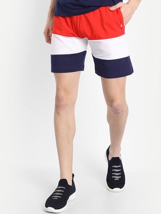 Mens Cotton Rich Lycra Colourblocked Shorts-M
