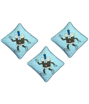 Hugs'n'Rugs Blue Cotton Cushion Covers - Set Of 3