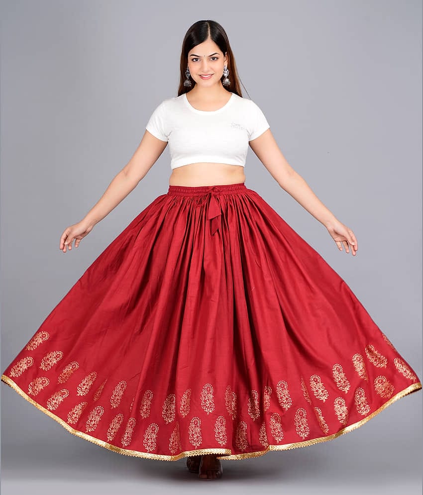 FABRR - Maroon Cotton Women's A-Line Skirt ( Pack of 1 )