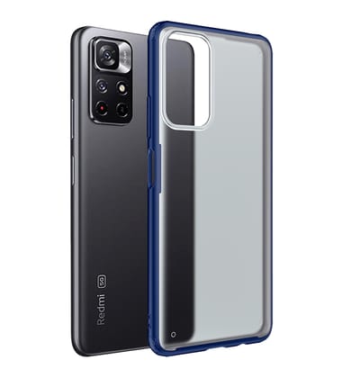 Rugged Frosted Semi Transparent PC Shock Proof Slim Back Cover for Redmi Note 11T 5G, Poco M4 Pro 5G, 6.6 inch, Blue
