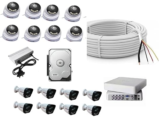 CCTV Complete Security Combo, 8 Channel DVR, 8 Dome Cameras, 8Bullet Cameras, 2TB Hard Disk, 8 Channel Power Supply, 180 Meter Wire Bundle