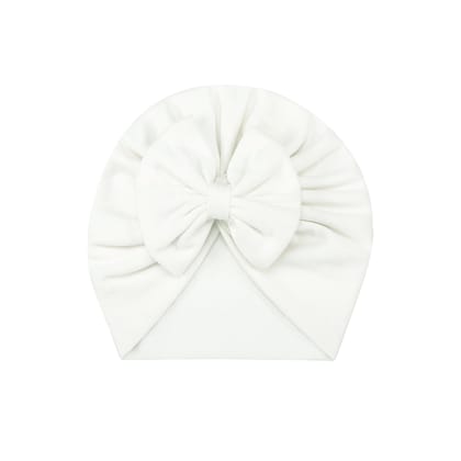 CREAM BOW TURBAN-0-1 MONTHS