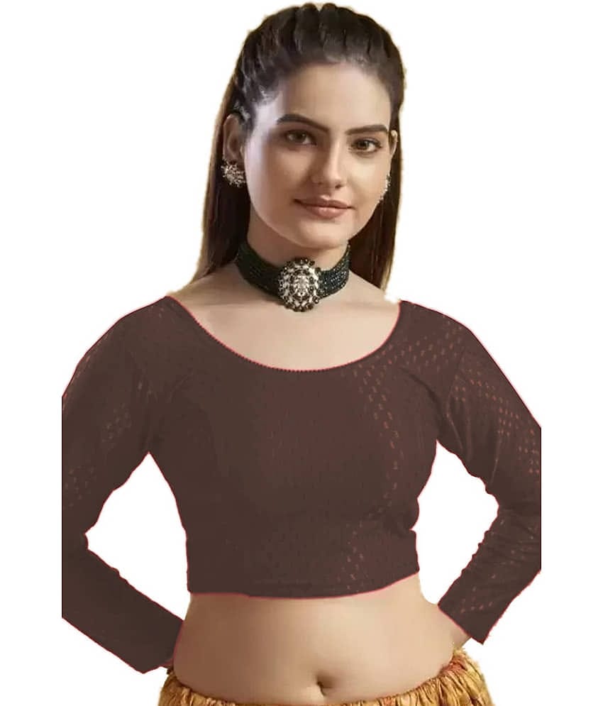 Laadli Coffee Readymade without Pad Cotton Blend Women's Blouse ( Pack of 1 )