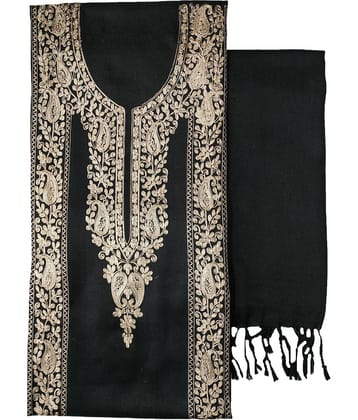 KASHMIRI Black Woollen Dress Material