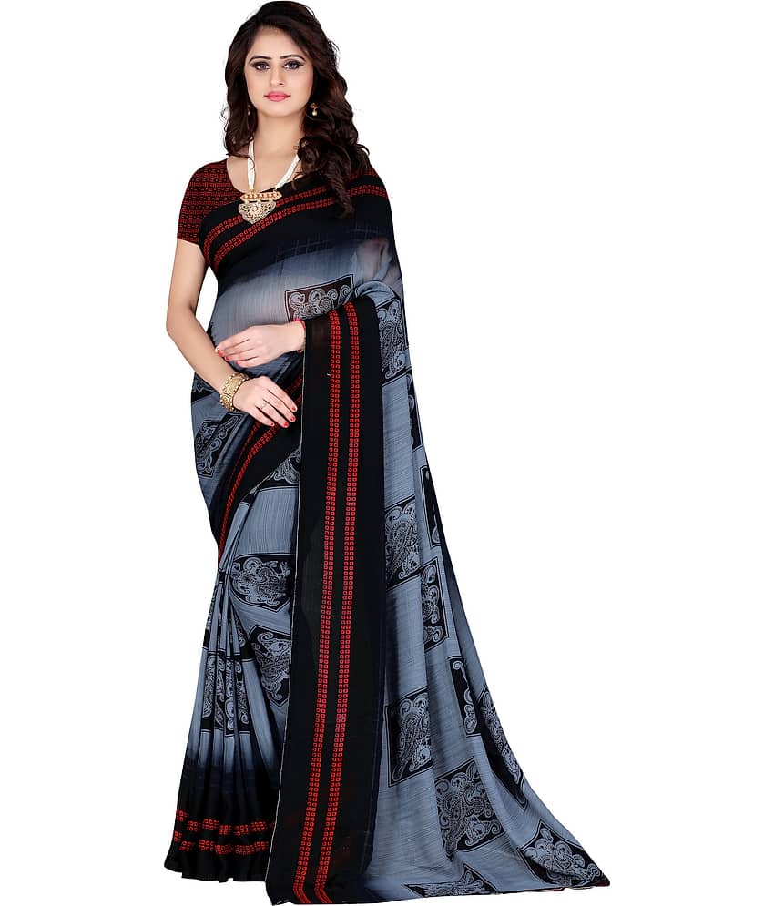 LEELAVATI Georgette Printed Saree With Unstitched Blouse Piece ( Multicolor )