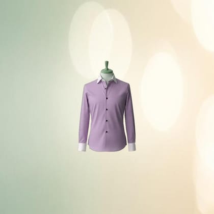 Men's Lavender Contrast Collar Casual Shirt | Soft Cotton Blend | Smart Casual