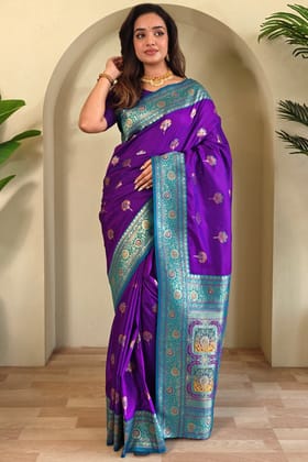 Jam Purple Banarasi Silk saree