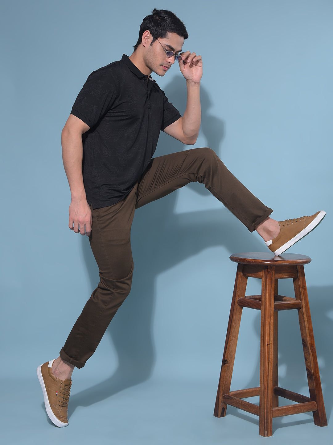 Brown Stretchable Trousers-30 / Brown